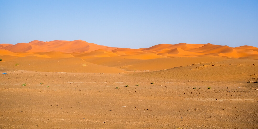 foto de un desierto con cielo azul despejado de fondo