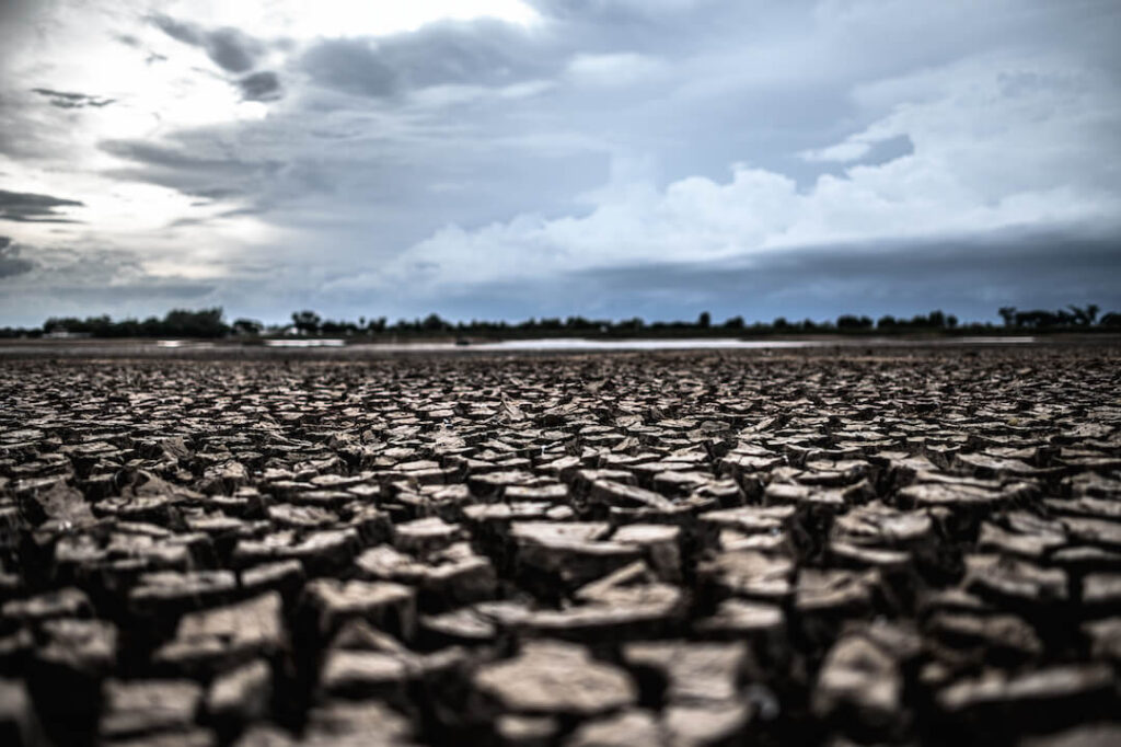 foto de un desierto agrietado y oscuro